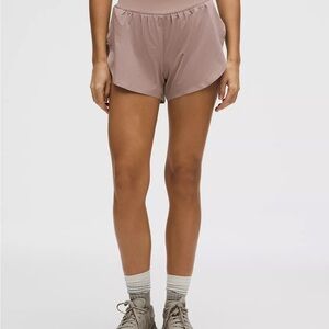 Lululemon Ashen Rose Fast and Free High-Rise Split Shorts 3” NWT